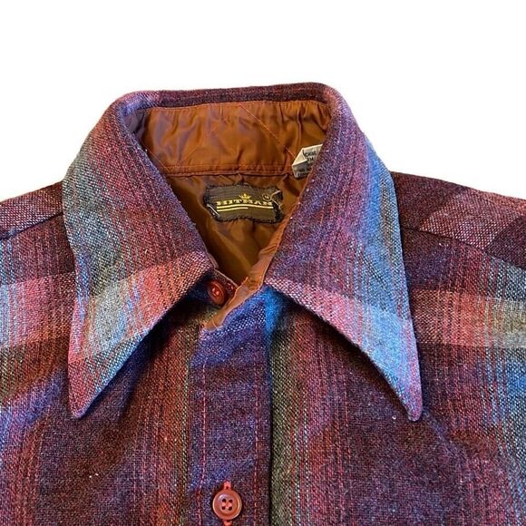 Hitman Men’s Red Wool Plaid Flannel Long Sleeve Button-Up Shirt Size Medium - Picture 4 of 9